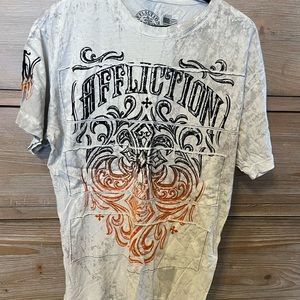 Affliction Men's Short Sleeve Large Graphic T-shirt - White / Gray / Black